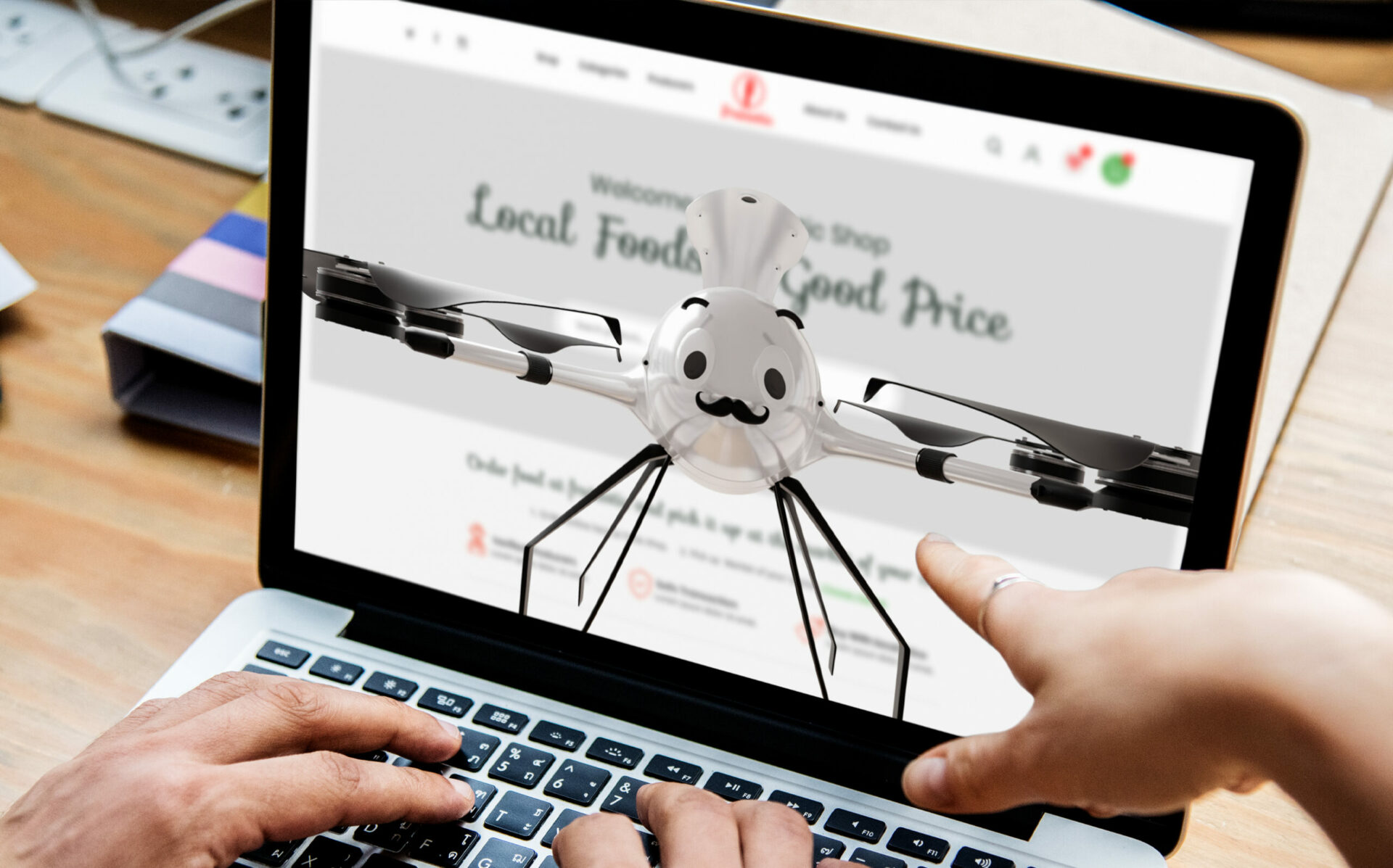 Drones with a mustache representing e-retailers